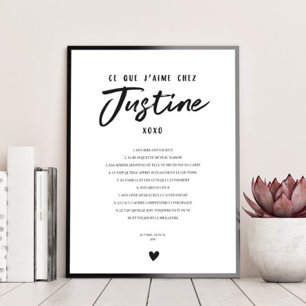 Poster Personnalisable Ce Que J’aime Chez…