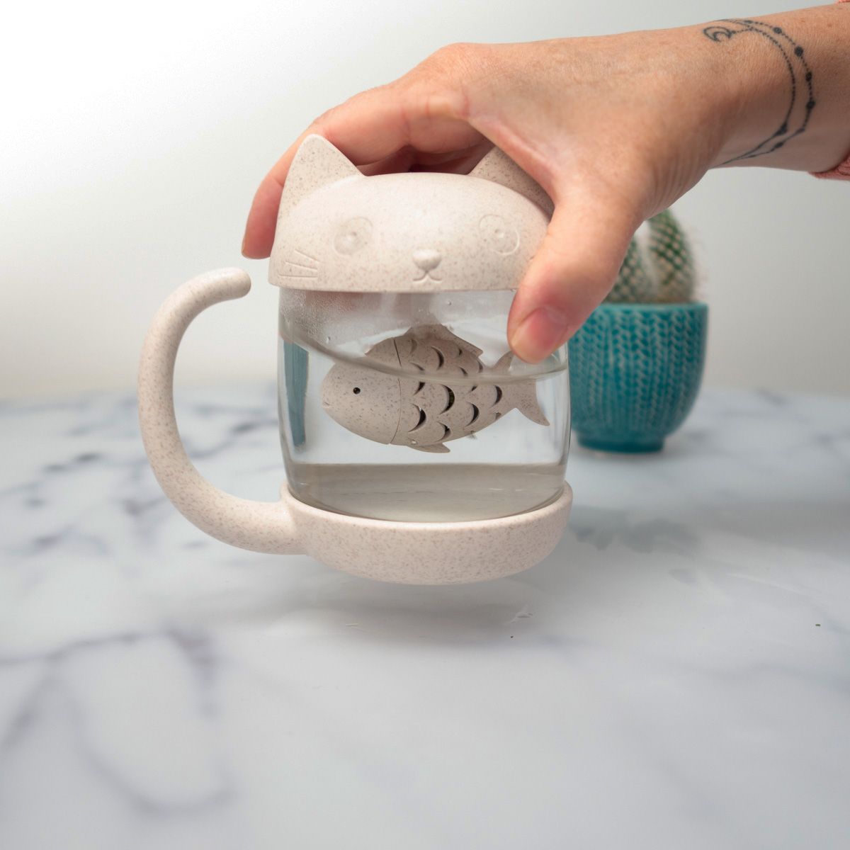 Tasse A The Chat Avec Infuseur A The Poisson Tasse A The Chat Avec Infuseur A The Poisson