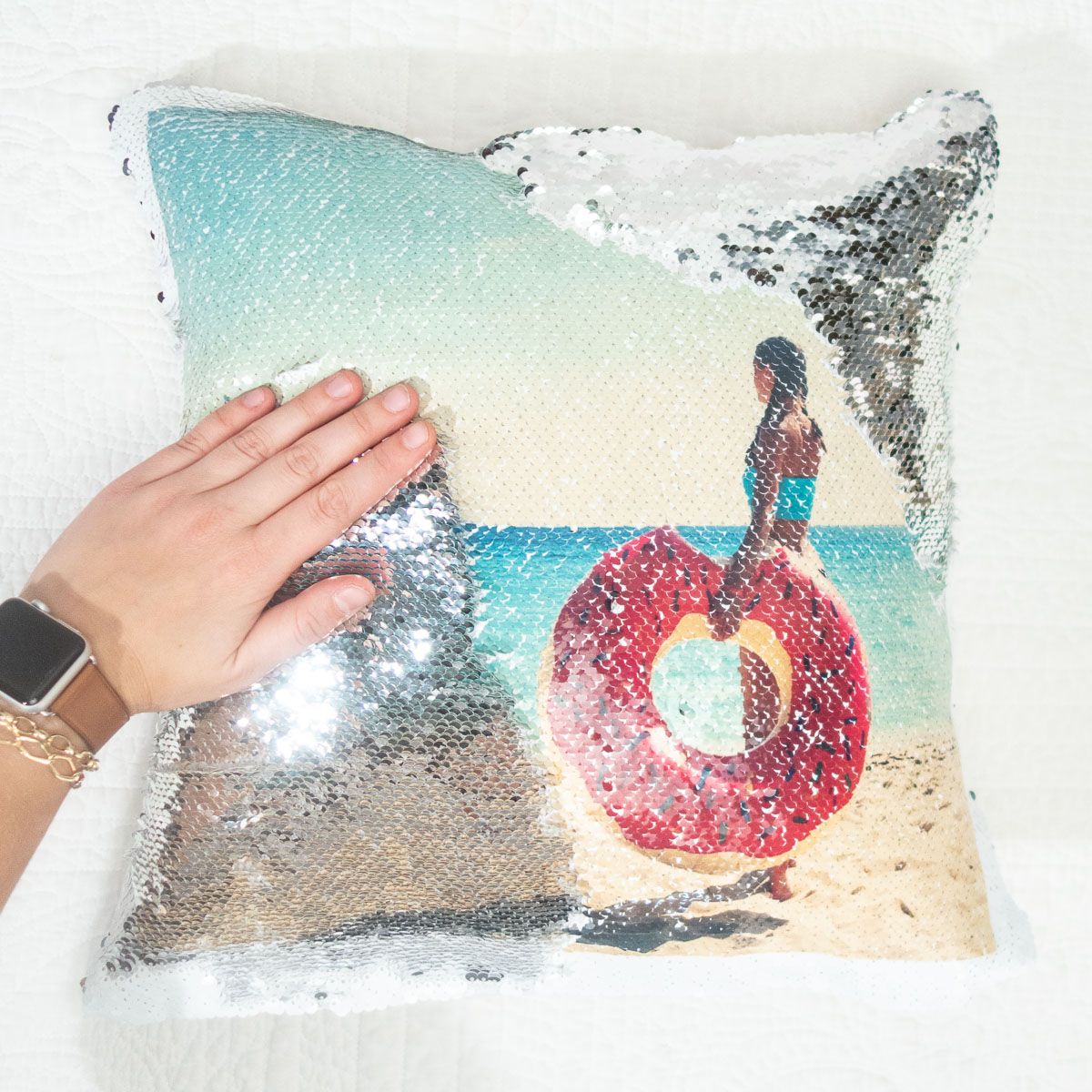 Coussin Photo Personnalisable Paillettes