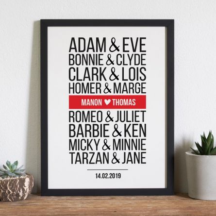 Poster Personnalisable Couples Célèbres - Version Moderne