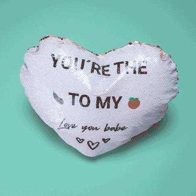 Housse de coussin Personnalisable Cœur, Texte & Paillettes