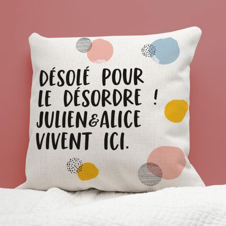 Housse de Coussin Texte Personnalisable
