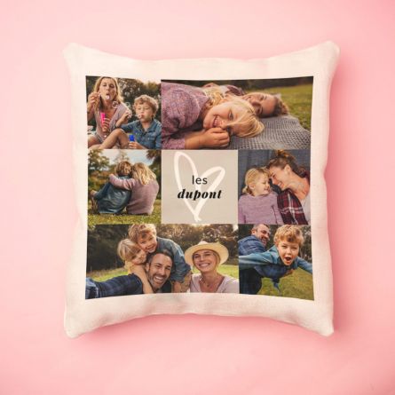 Housse de coussin avec 6 Photos et Texte