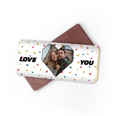 Chocolat Personnalisable Photo, Cœur & Texte Chocolat Personnalisable Photo, Cœur & Texte