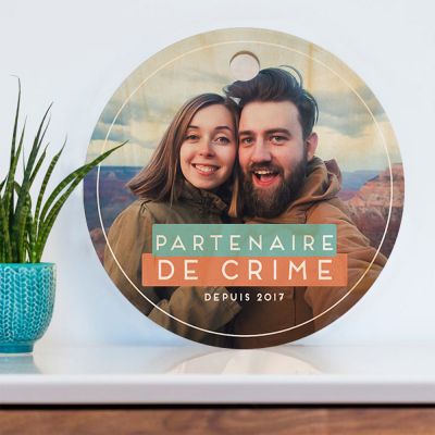 Planche à découper ronde personnalisable avec photo et texte Planche à découper ronde personnalisable avec photo et texte
