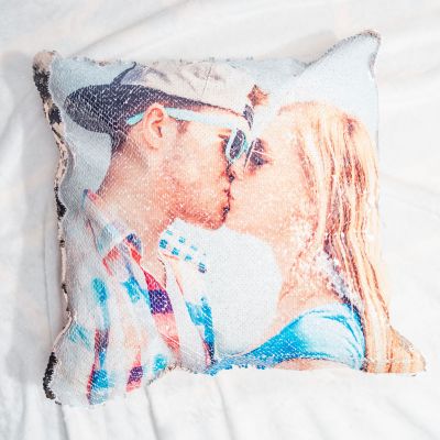 Housse de Coussin Photo Personnalisable & Paillettes Housse de Coussin Photo Personnalisable & Paillettes