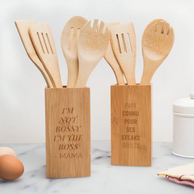 Set de cuillères en bois personnalisable, boîte comprise Set de cuillères en bois personnalisable, boîte comprise