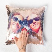 Housse de Coussin Photo Personnalisable & Paillettes